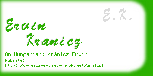 ervin kranicz business card